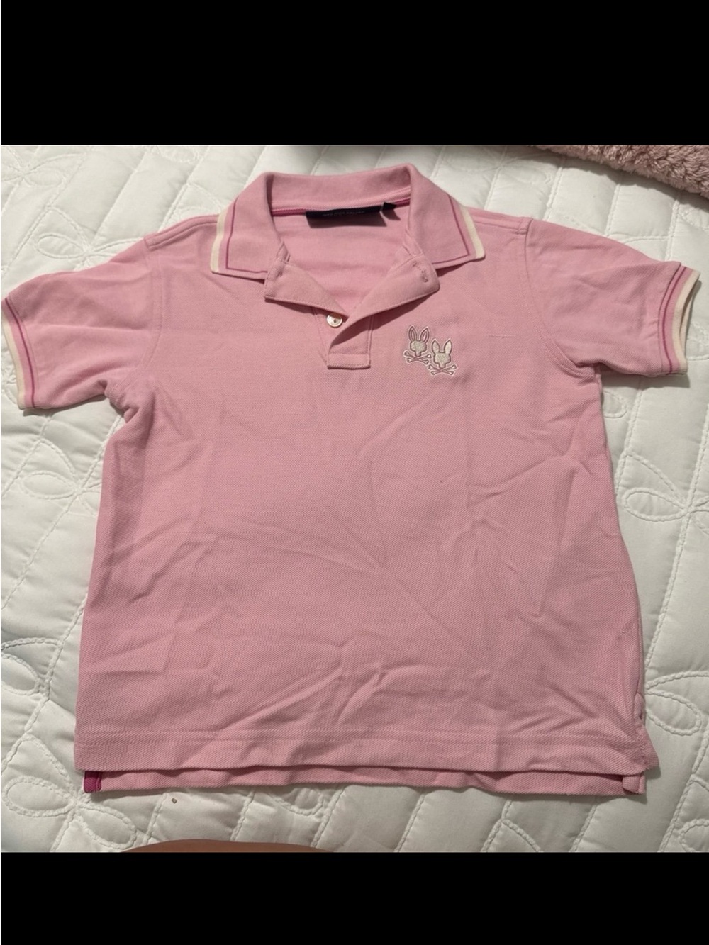 Psycho Bunny Girls' Light Pink Polo with Bunny Crest